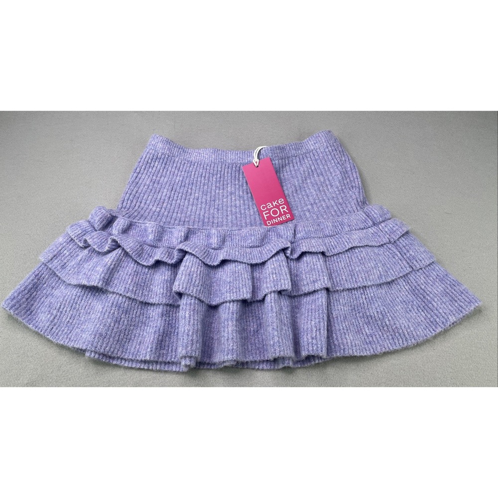 Cake For Dinner Womens Large Purple Kensington Knit Tiered Ruffle Mini Skirt NWT